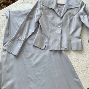 Elegant Light Blue Skirt Suit Set
